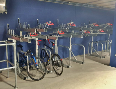 Value Two Tier Bike Racks at a transport hub