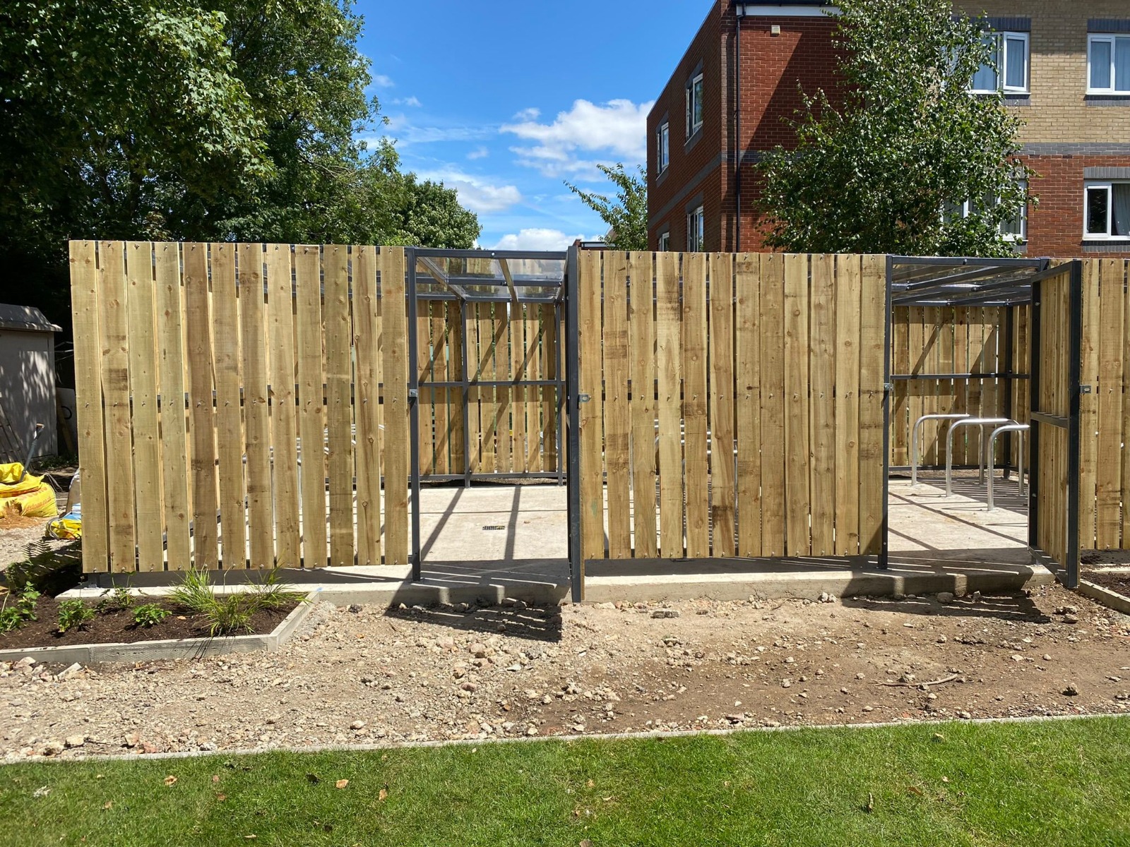 Image of a bespoke timber bike shelter