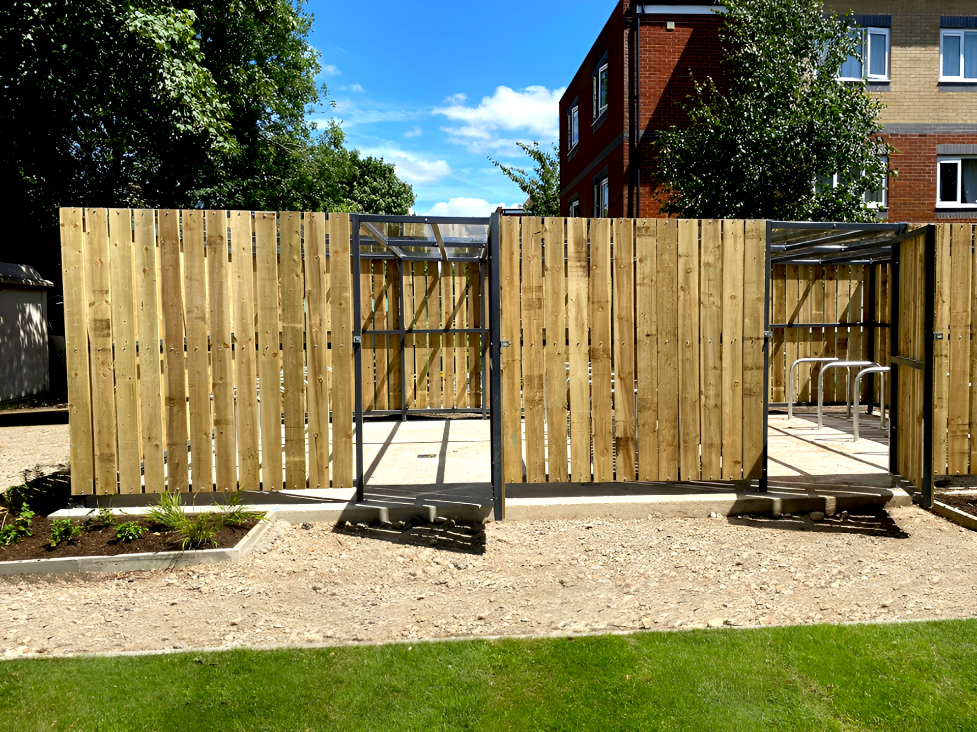 Image of a bespoke timber bike shelter